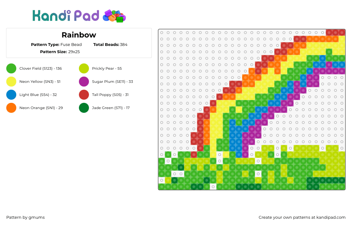 Rainbow - Fuse Bead Pattern by gmums on Kandi Pad - 