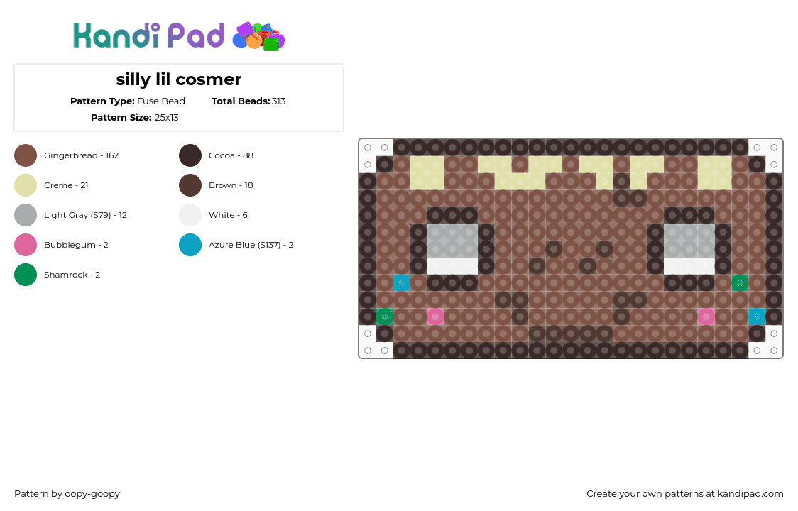 silly lil cosmer - Fuse Bead Pattern by oopy-goopy on Kandi Pad - brown,tan,dandys world,cosmo