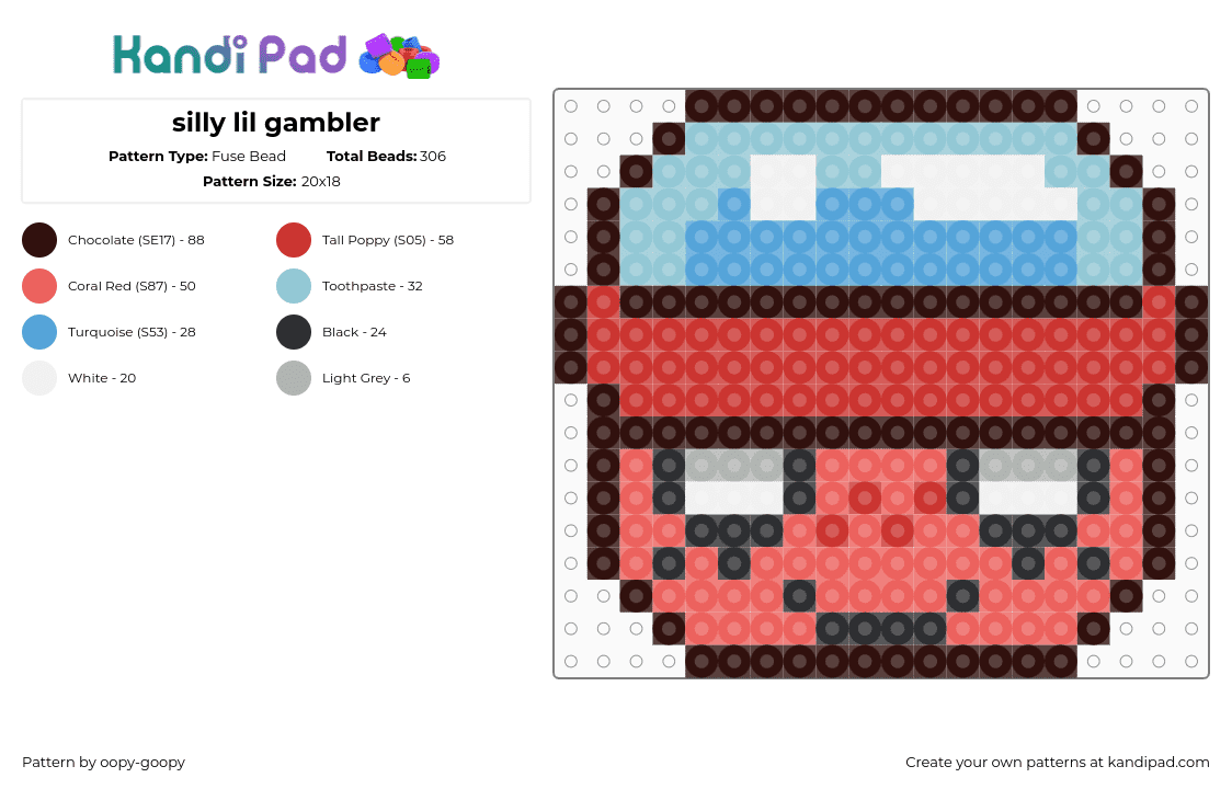silly lil gambler - Fuse Bead Pattern by oopy-goopy on Kandi Pad - brown,red,dandys world,gigi