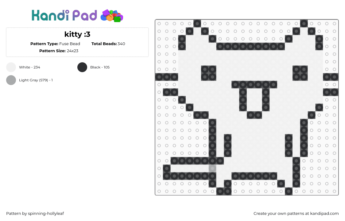 kitty :3 - Fuse Bead Pattern by oopy-goopy on Kandi Pad - white