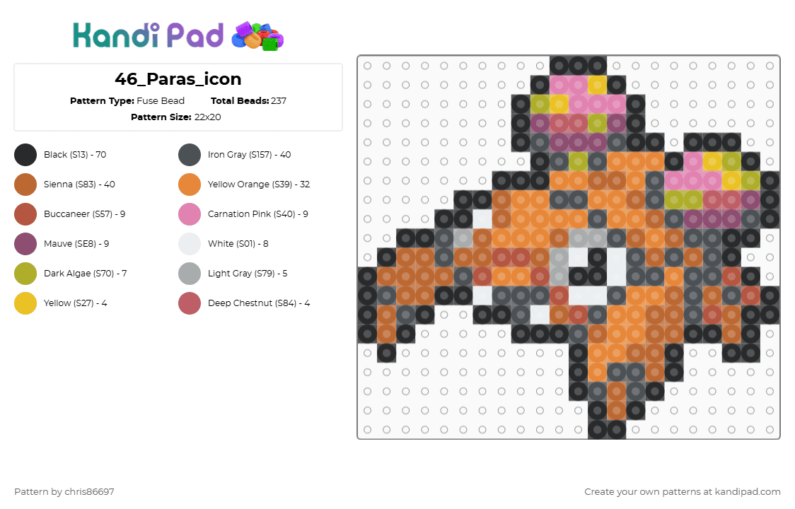 46_Paras_icon - Fuse Bead Pattern by chris86697 on Kandi Pad - purple,orange,tan,pink