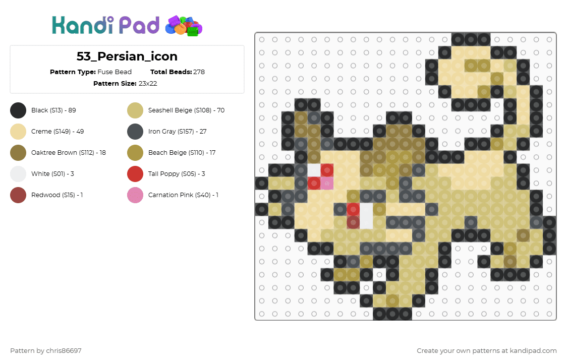 53_Persian_icon - Fuse Bead Pattern by chris86697 on Kandi Pad - beige,gold