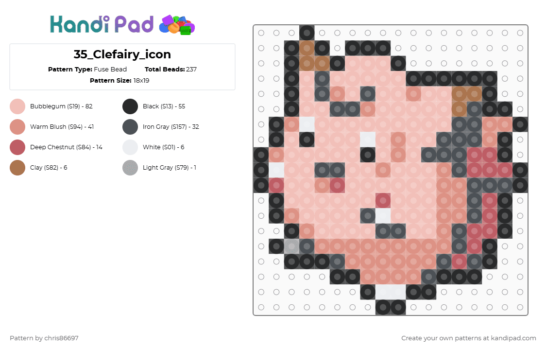 35_Clefairy_icon - Fuse Bead Pattern by chris86697 on Kandi Pad - beige