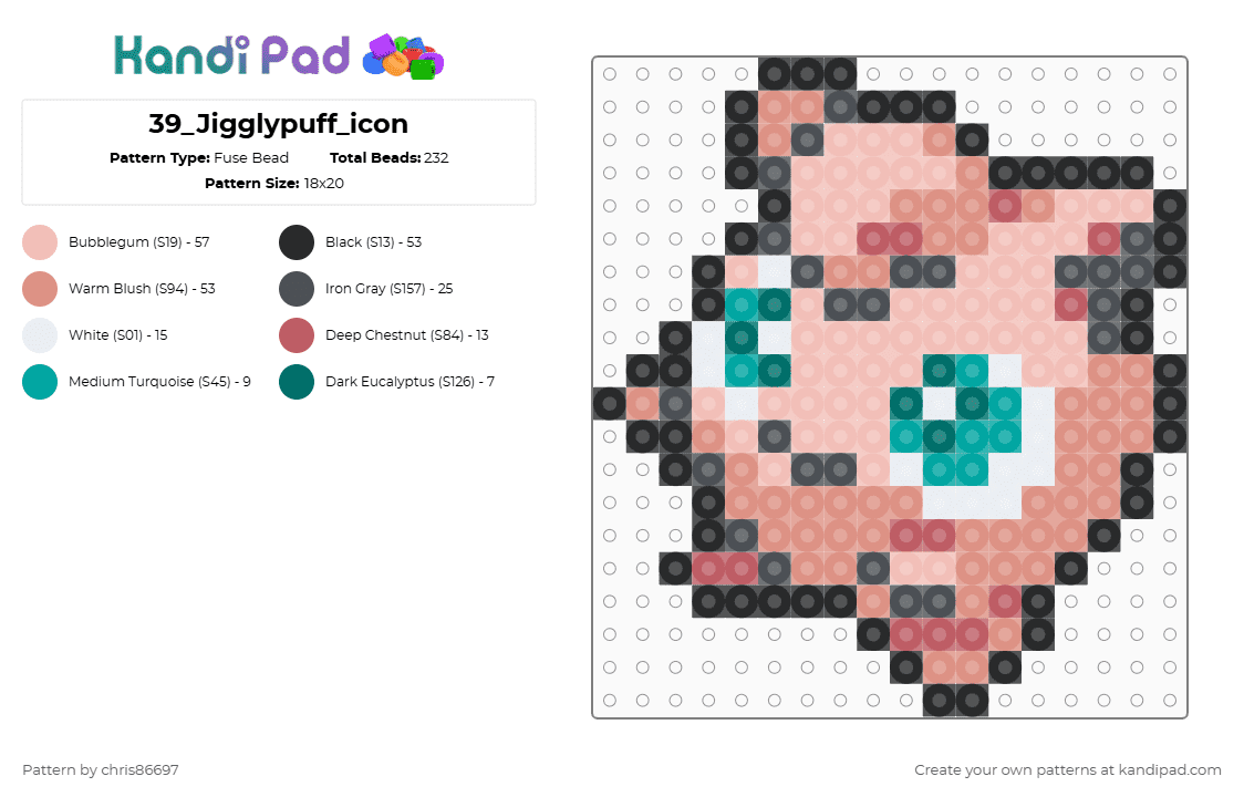 39_Jigglypuff_icon - Fuse Bead Pattern by chris86697 on Kandi Pad - beige