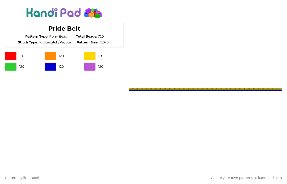 Pride Belt - Pony Bead Pattern by d1n0_ax3l on Kandi Pad - orange,green,pink,colorful,gay,pride,red,yellow,blue,purple