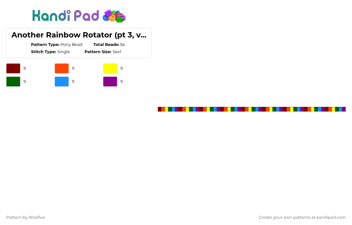 Another Rainbow Rotator (pt 3, very center rotating piece) - Pony Bead Pattern by d1n0_ell1ot on Kandi Pad - red,green,pink,colorful,rainbow,gay,orange,yellow,blue,purple