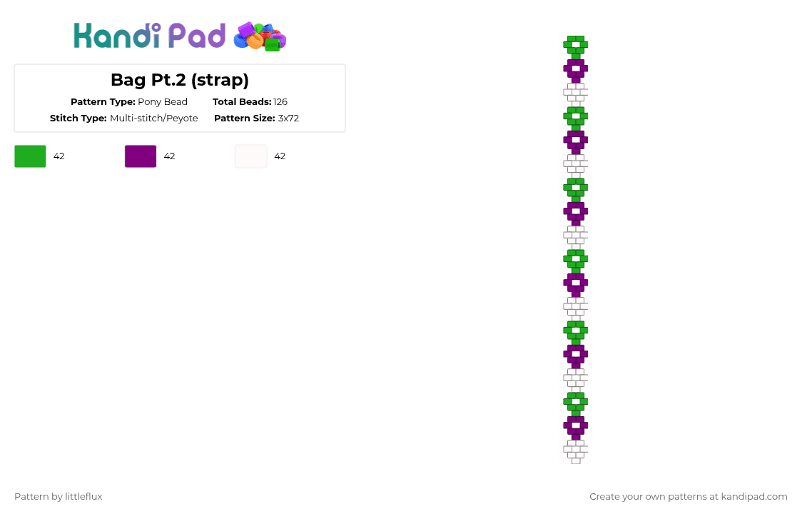 Bag Pt.2 (strap) - Pony Bead Pattern by d1n0_ax3l on Kandi Pad - green,pink,white,purple,queer,gay,pride,cute,genderqueer