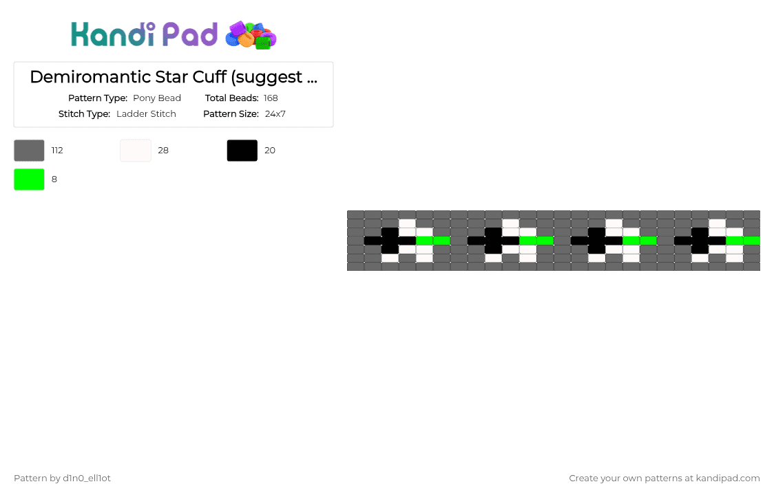 Demiromantic Star Cuff (suggest more flags) - Pony Bead Pattern by d1n0_ell1ot on Kandi Pad - aromantic, demiromantic, gray, lgbtqia, pride, queer