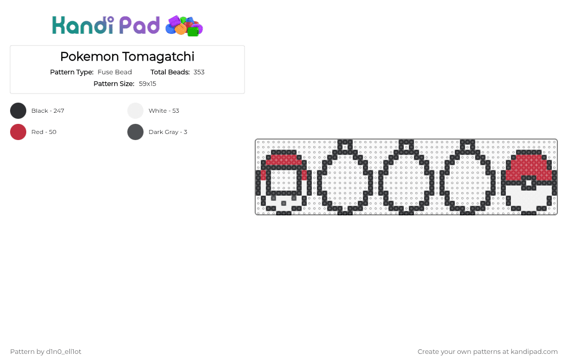 Pokemon Tomagatchi - Fuse Bead Pattern by d1n0_ell1ot on Kandi Pad - black,red,pokemon,white
