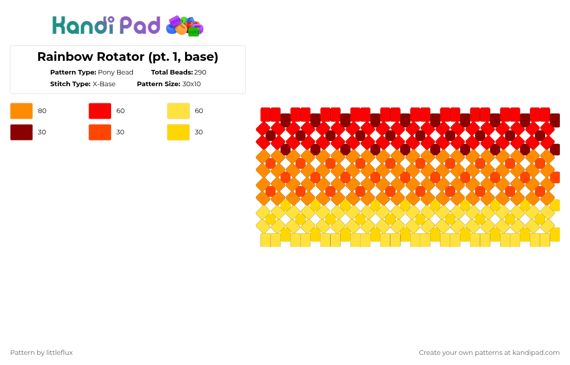 Rainbow Rotator (pt. 1, base) - Pony Bead Pattern by d1n0_ax3l on Kandi Pad - red,rainbow,orange,yellow,cute,gay