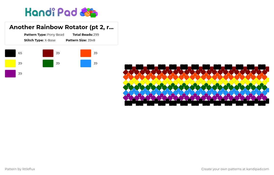 Another Rainbow Rotator (pt 2, rotator on top of part 1)) - Pony Bead Pattern by d1n0_ell1ot on Kandi Pad - red,green,pink,colorful,rainbow,gay,orange,yellow,blue,purple