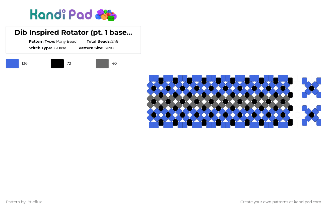 Dib Inspired Rotator (pt. 1 base and bumpers) - Pony Bead Pattern by d1n0_ax3l on Kandi Pad - blue,thecontestofdoom xd,thecontestofdoom,dib,grey,black,cartoon,characters