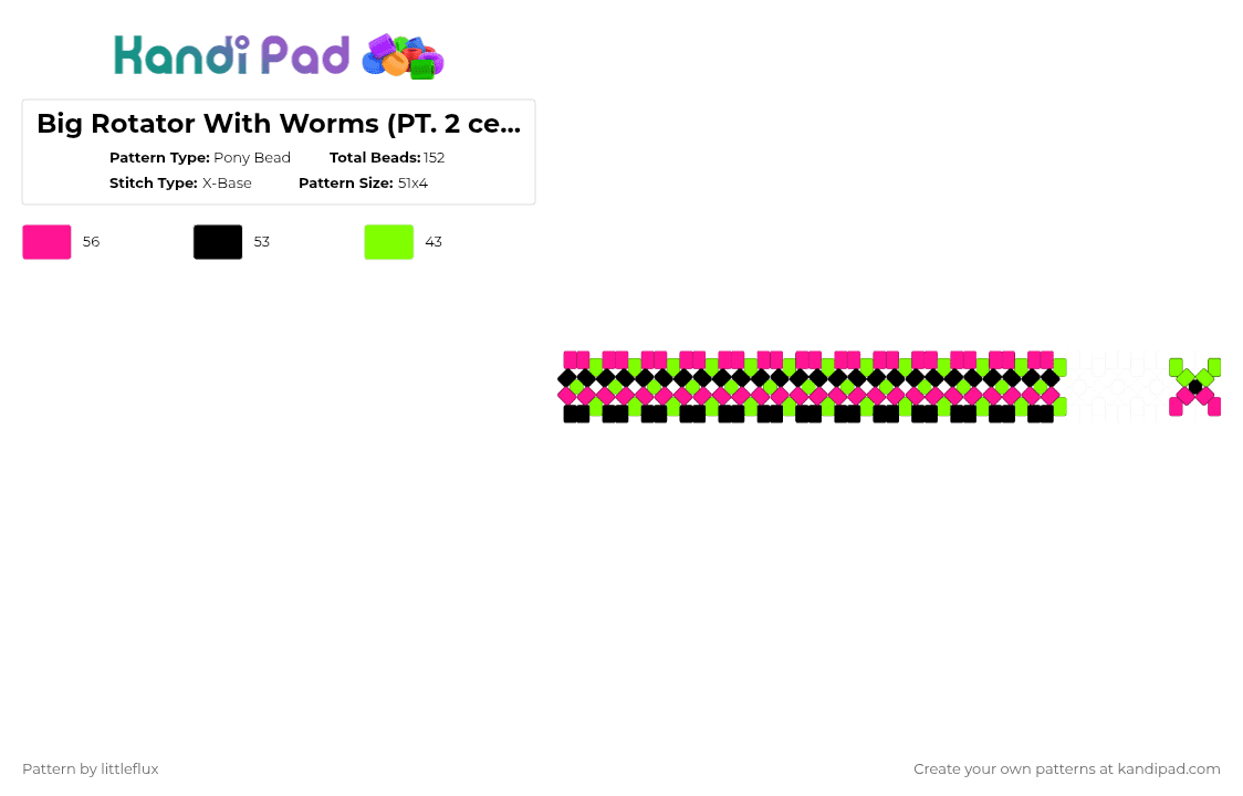 Big Rotator With Worms (PT. 2 center price) - Pony Bead Pattern by d1n0_ax3l on Kandi Pad - pink,green,scene,cute,black,gay,cool,bright