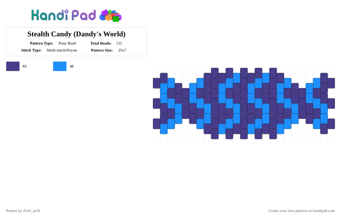 Stealth Candy (Dandy\'s World) - Pony Bead Pattern by d1n0_ell1ot on Kandi Pad - candy, dandys world, game, light blue, purple, roblox, video game
