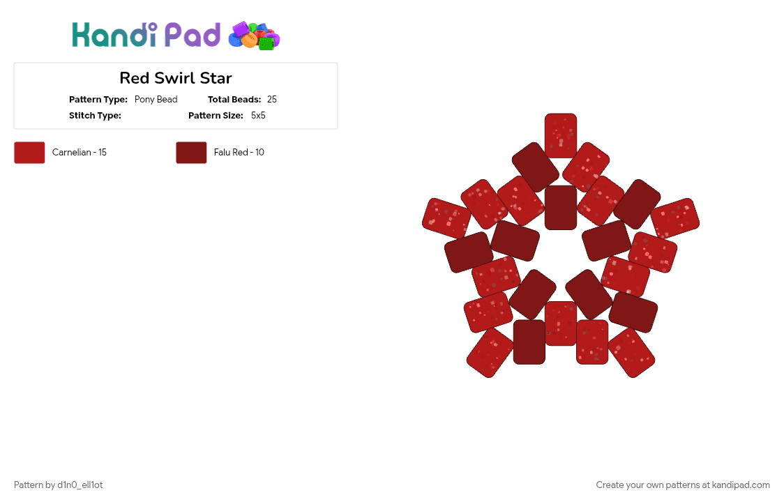 Red Swirl Star (read desc) - Pony Bead Pattern by d1n0_ell1ot on Kandi Pad - brown, burgundy, cute, glitter, red, star, swirl