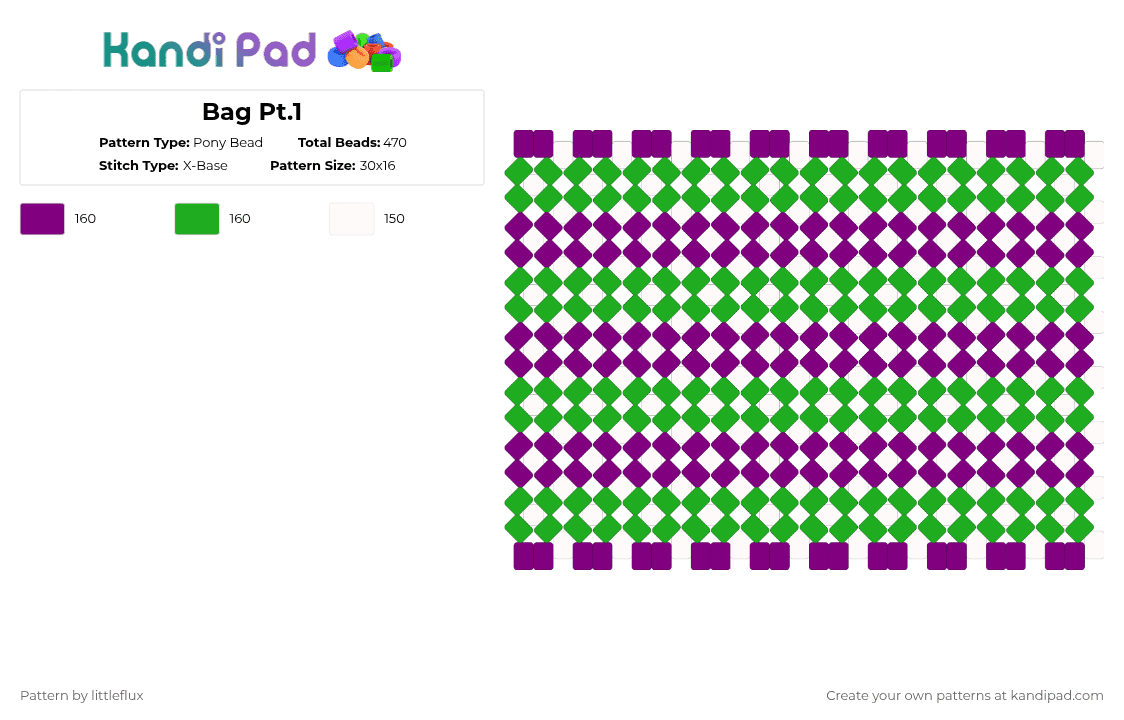Bag Pt.1 - Pony Bead Pattern by d1n0_ax3l on Kandi Pad - pink,green,bag,purple,white,cute,genderqueer,gay,trans