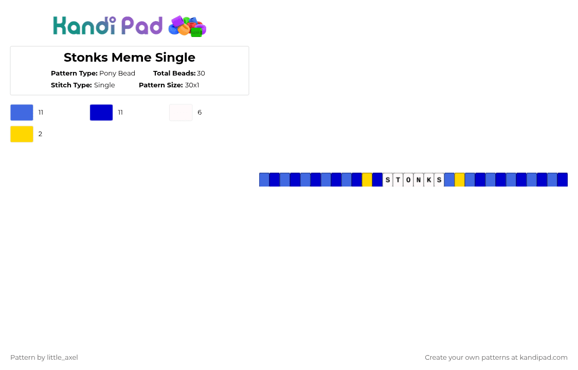 Stonks Meme Single - Pony Bead Pattern by d1n0_ell1ot on Kandi Pad - blue,purple,funny,yellow
