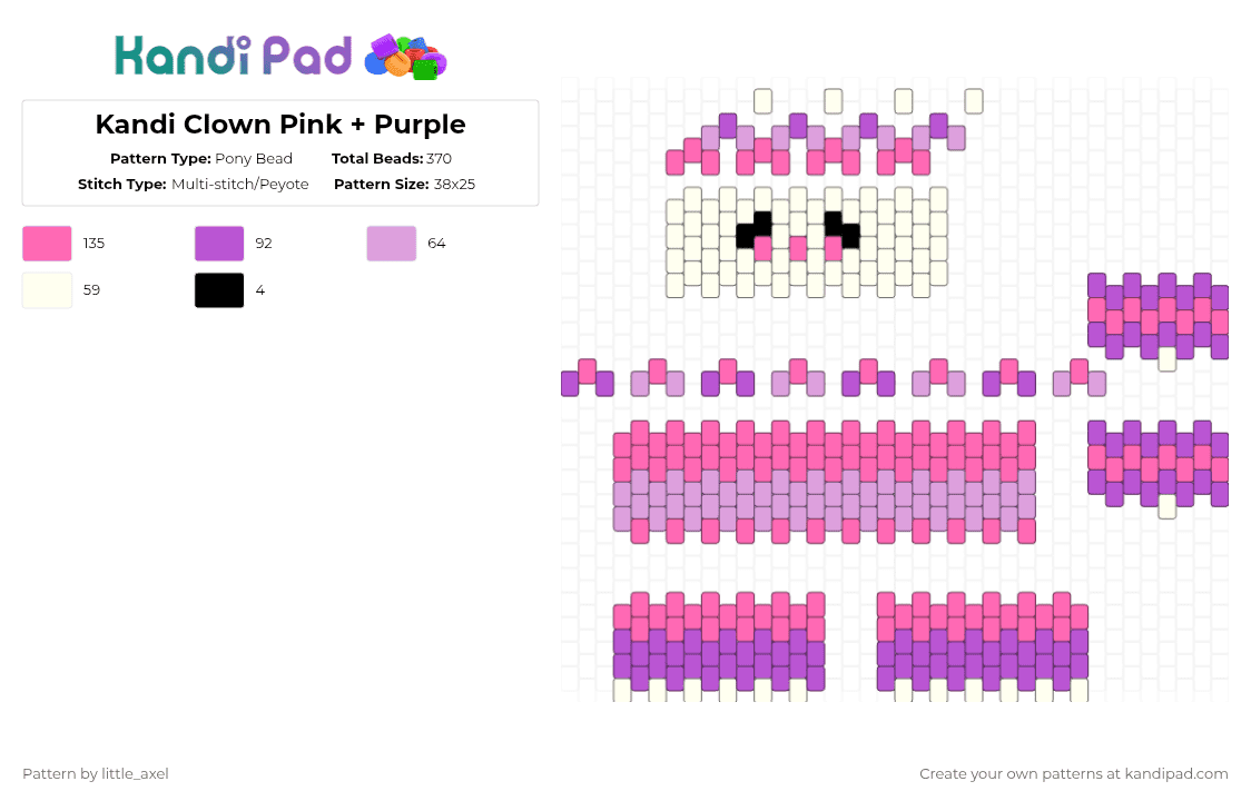 Kandi Clown Pink + Purple - Pony Bead Pattern by d1n0_ell1ot on Kandi Pad - pink,purple,cute,clown