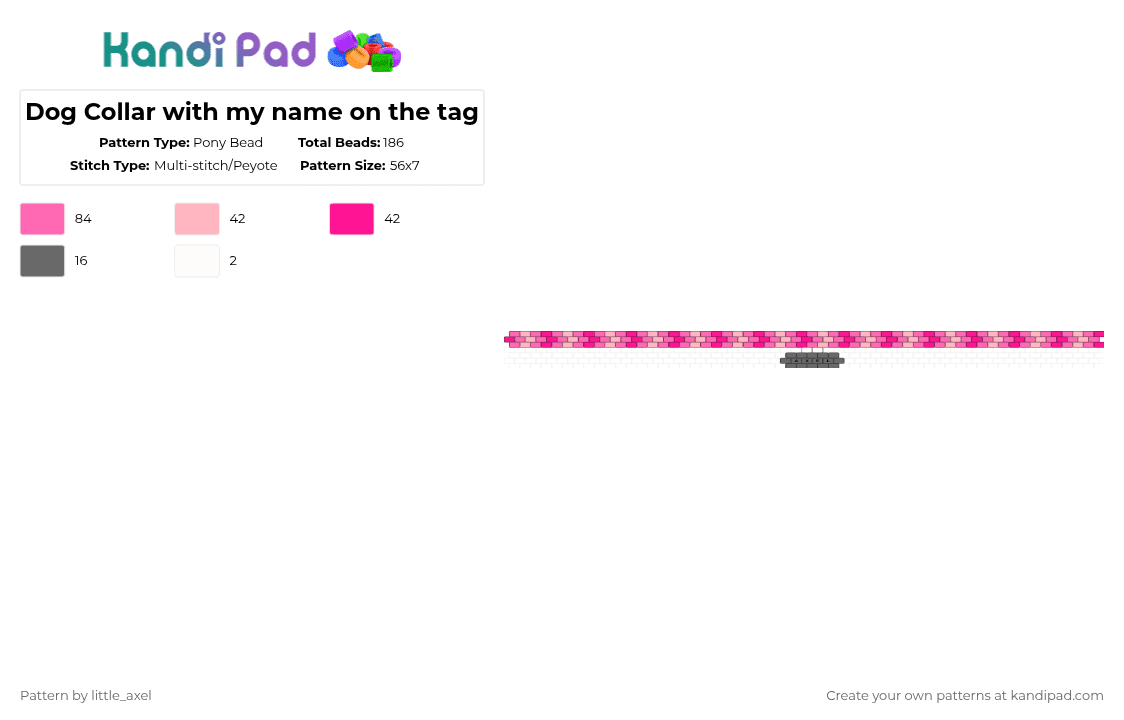 Dog Collar with my name on the tag - Pony Bead Pattern by d1n0_ell1ot on Kandi Pad - pink,cute,dog,animal,purple,black,grey,white