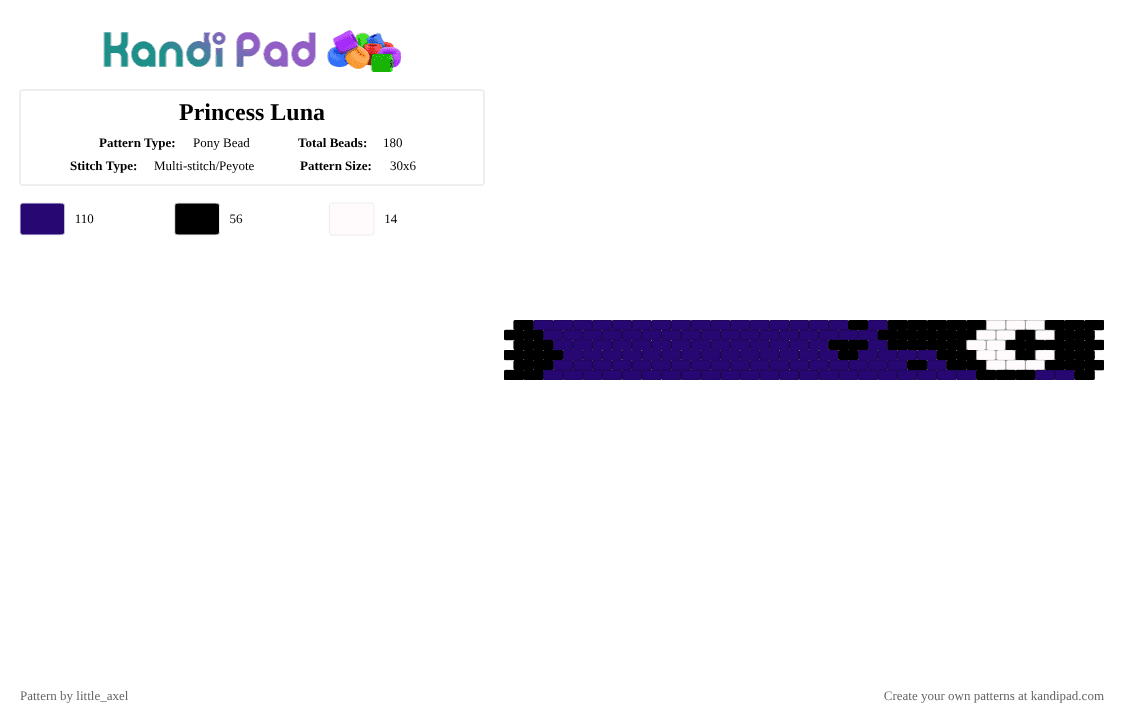 Princess Luna - Pony Bead Pattern by d1n0_ell1ot on Kandi Pad - cartoon, character, cotdmoonlight, mlp, mylittlepony, pony, princess, purple, tv