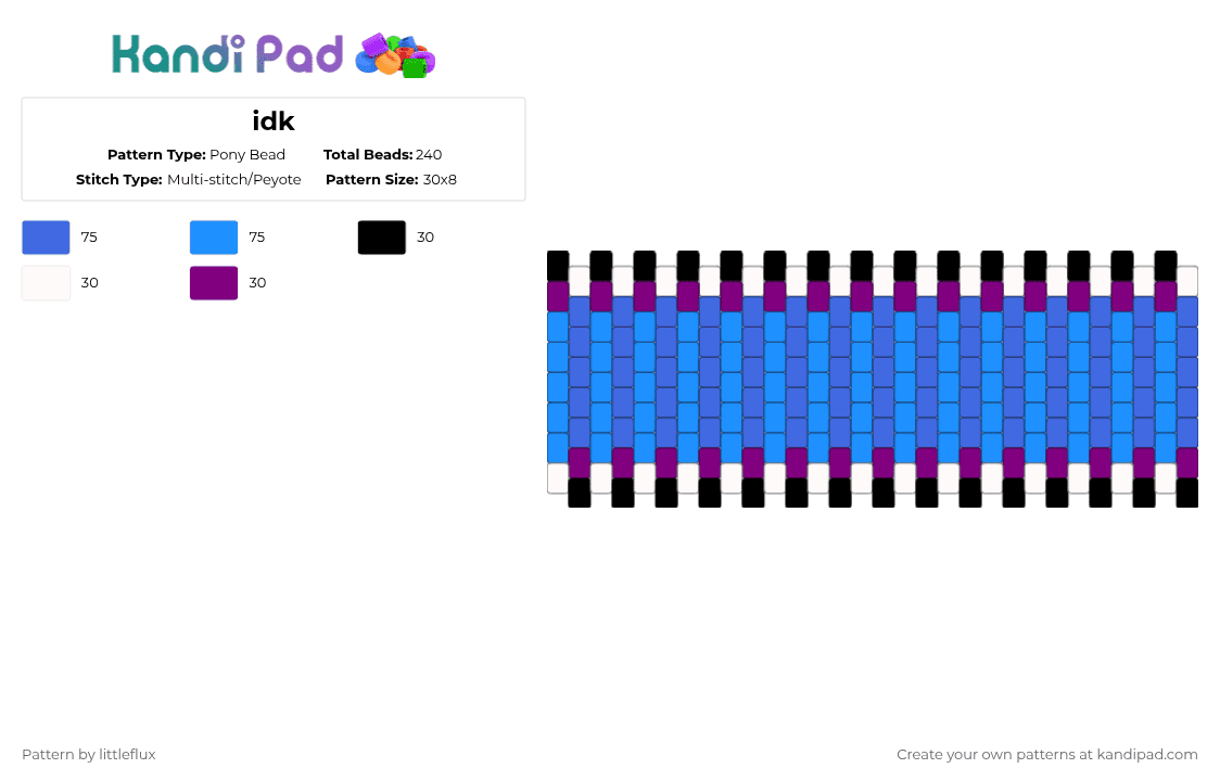 idk - Pony Bead Pattern by d1n0_ax3l on Kandi Pad - blue,light blue,black,white,purple,colorful,geometric,cool,idk