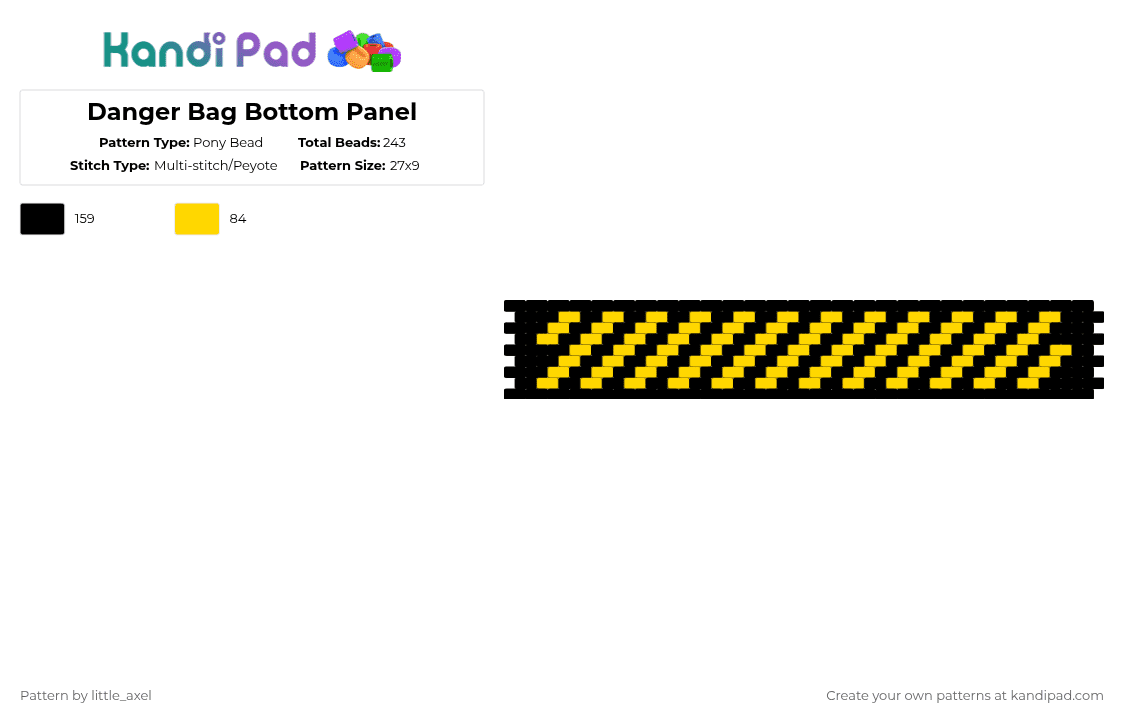 Danger Bag Bottom Panel - Pony Bead Pattern by d1n0_ell1ot on Kandi Pad - black,yellow,cool,danger,epic