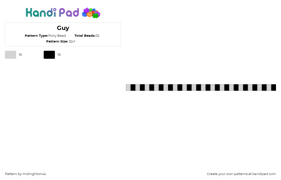 Guy - Pony Bead Pattern by midnighton4s on Kandi Pad - simple,stripes,single,bracelet,grayscale