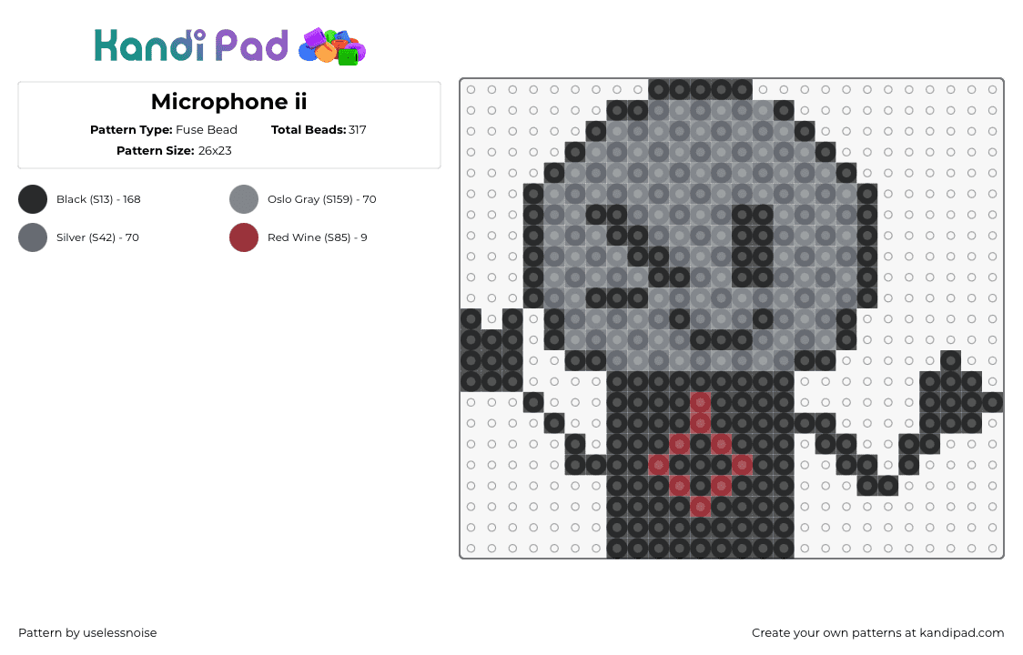 Microphone ii - Fuse Bead Pattern by uselessnoise on Kandi Pad - microphone,inanimate insanity,character,animation,tv show,gray,black