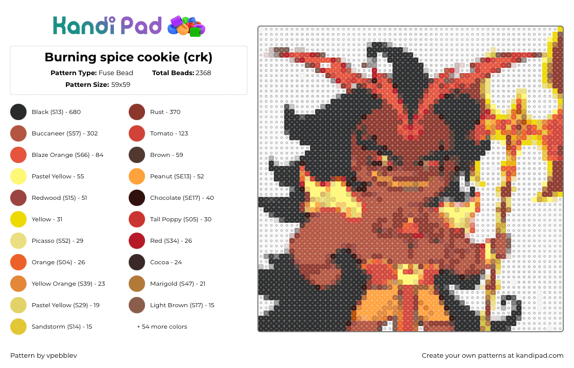 Burning spice cookie (crk) - Fuse Bead Pattern by vpebblev on Kandi Pad - 