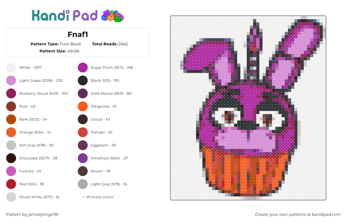 Fnaf1 - Fuse Bead Pattern by jamielynngirl16 on Kandi Pad - 