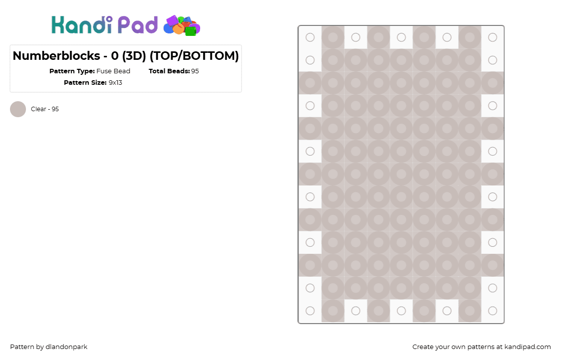 Numberblocks - 0 (3D) (TOP/BOTTOM) - Fuse Bead Pattern by dlandonpark on Kandi Pad - 