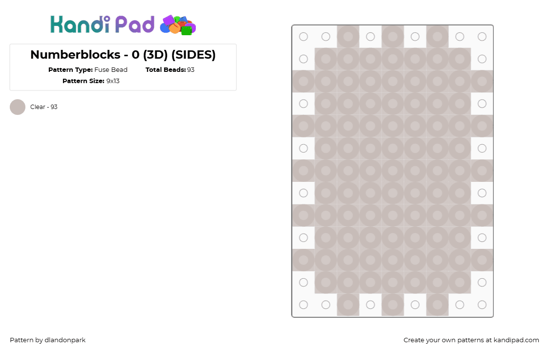 Numberblocks - 0 (3D) (SIDES) - Fuse Bead Pattern by dlandonpark on Kandi Pad - 
