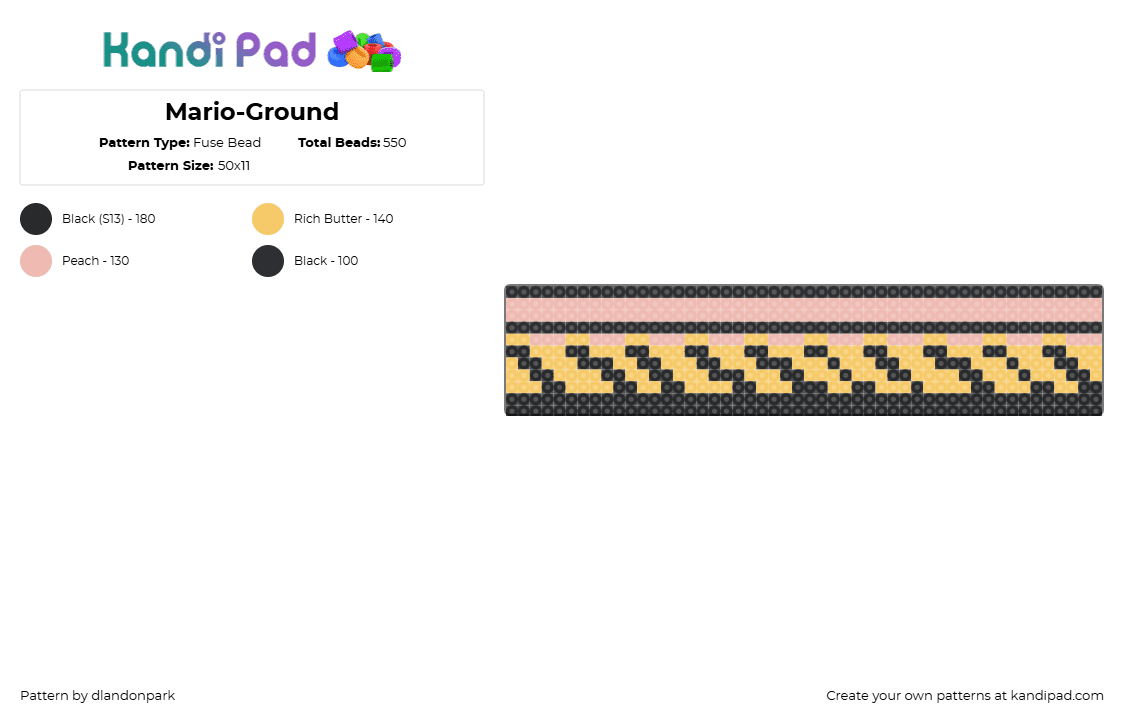 Mario-Ground - Fuse Bead Pattern by dlandonpark on Kandi Pad - mario,level,ground,nintendo,tan