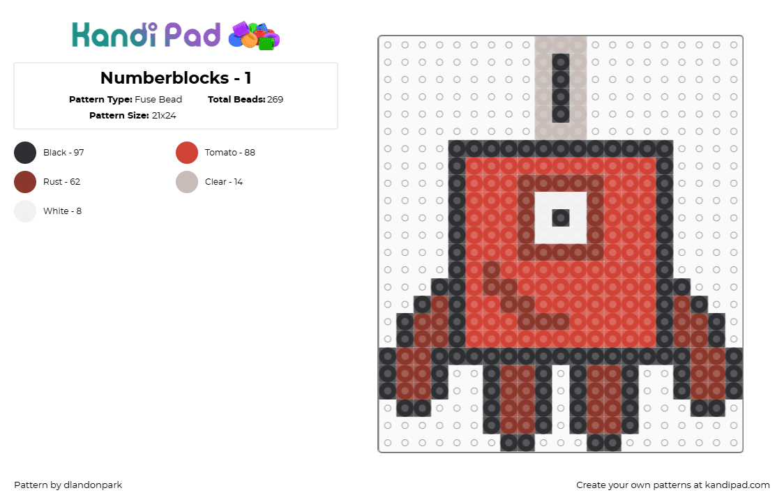 Numberblocks - 1 - Fuse Bead Pattern by dlandonpark on Kandi Pad - red