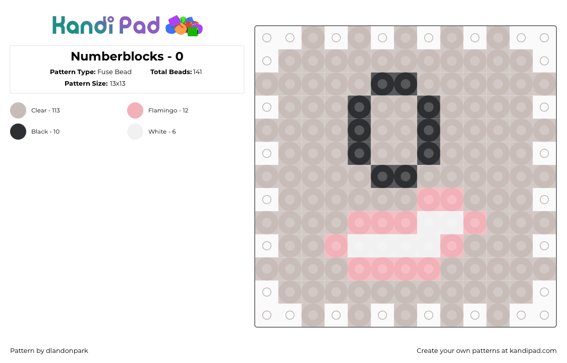 Numberblocks - 0 (3D) FRONT - Fuse Bead Pattern by dlandonpark on Kandi Pad - beige