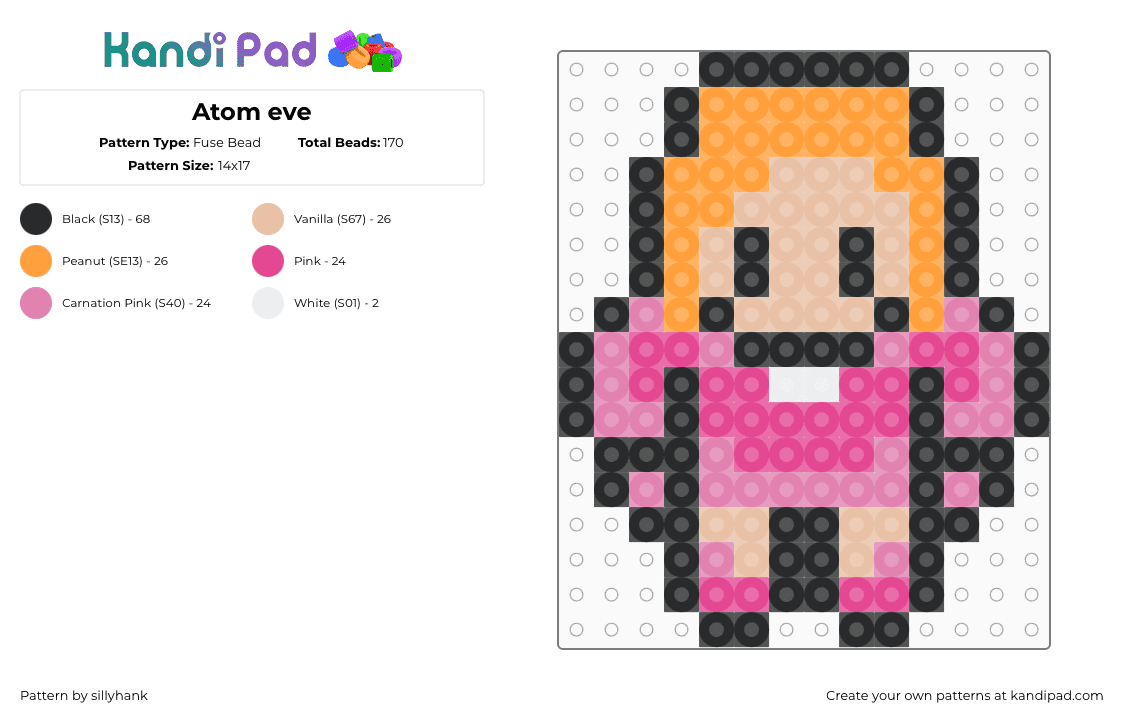Atom eve - Fuse Bead Pattern by sillyhank on Kandi Pad - pink