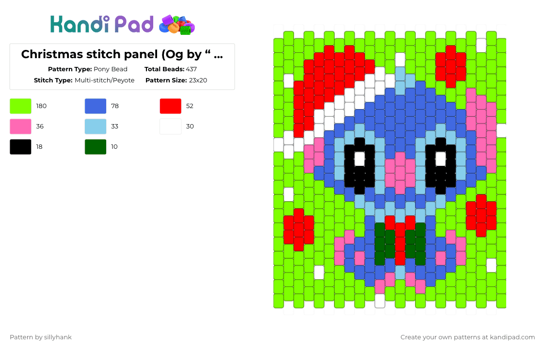 Christmas stitch panel (Og by “ destaridom3 “) - Pony Bead Pattern by sillyhank on Kandi Pad - 