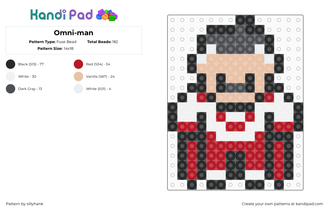 Omni-man - Fuse Bead Pattern by sillyhank on Kandi Pad - red,beige