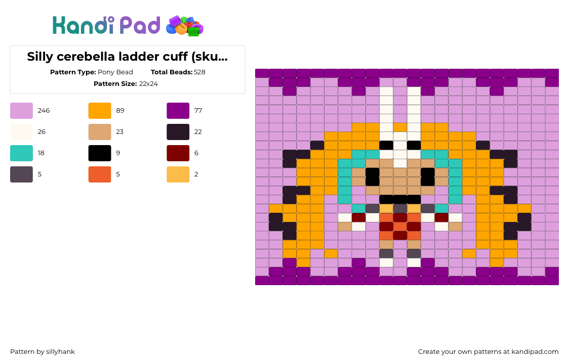 Silly cerebella ladder cuff (skullgirls) - Pony Bead Pattern by sillyhank on Kandi Pad - orange,pink