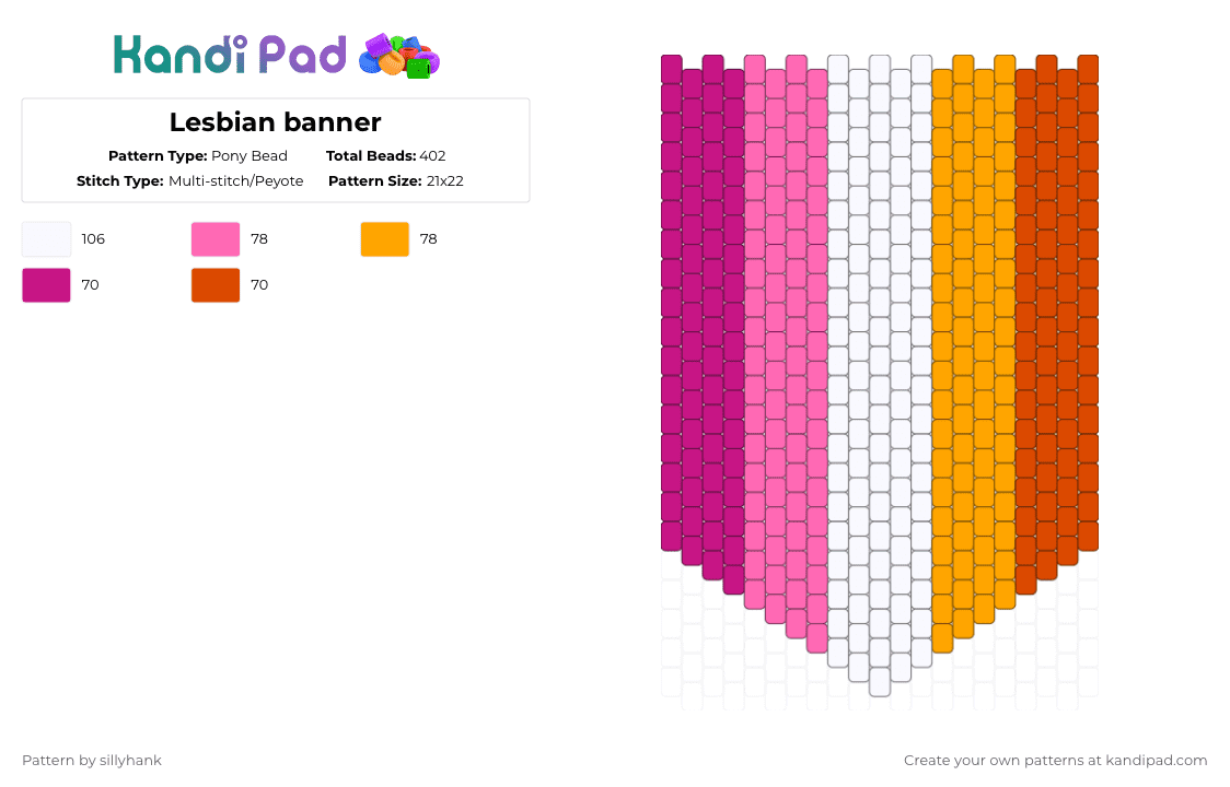 Lesbian banner - Pony Bead Pattern by sillyhank on Kandi Pad - pink