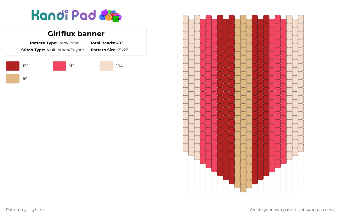 Girlflux banner - Pony Bead Pattern by sillyhank on Kandi Pad - beige,red