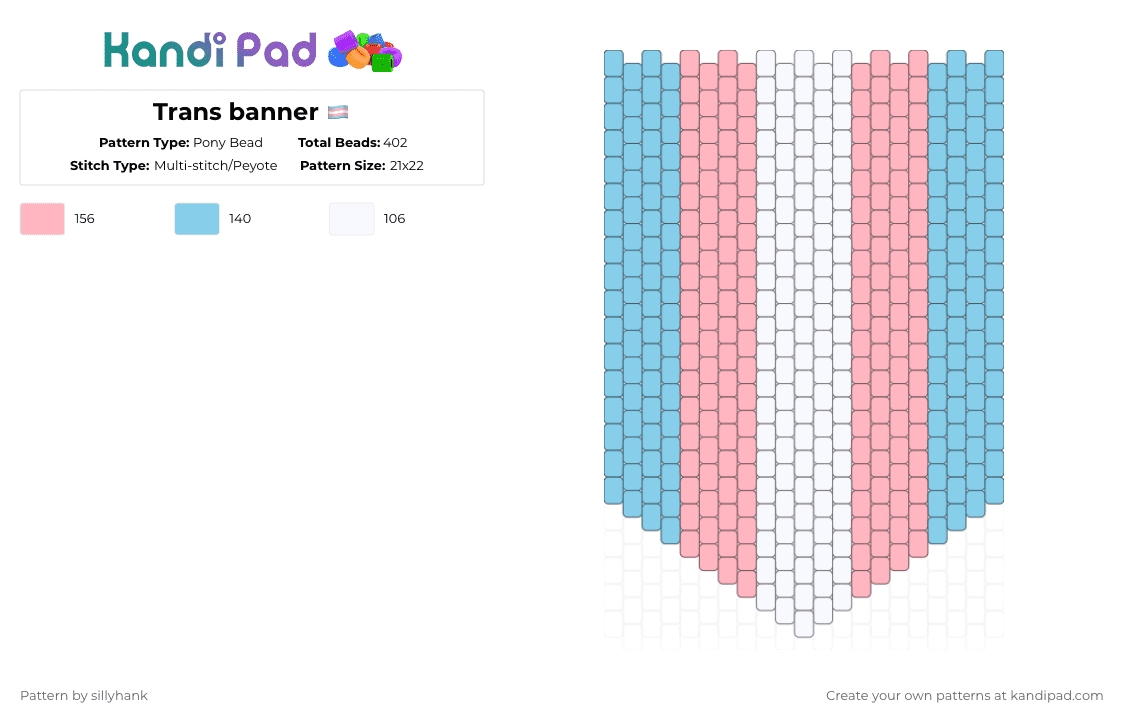 Trans banner 🏳️‍⚧️ - Pony Bead Pattern by sillyhank on Kandi Pad - light blue,pink