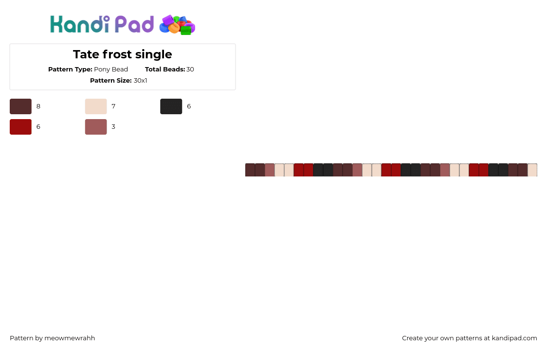 Tate frost single - Pony Bead Pattern by meowmewrahh on Kandi Pad - tate frost,purpleverse,single,bracelet,dark,brown,tan