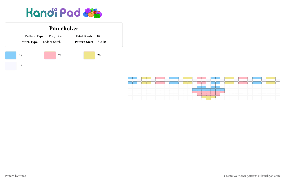 Pan choker - Pony Bead Pattern by rinoa on Kandi Pad - choker, cute, kandi choker, lgbtq, light blue, pan, pansexual, pink, pride, rinoabunny