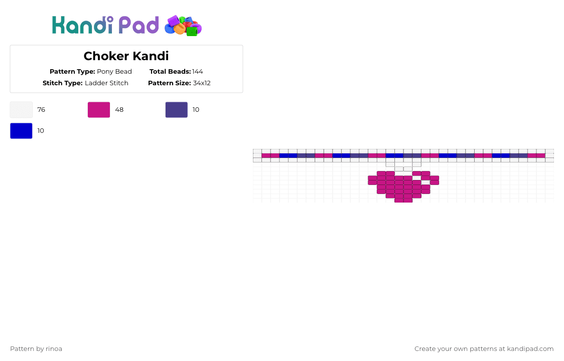 Choker Kandi - Pony Bead Pattern by rinoa on Kandi Pad - pink,purple,kandi,kandi choker,bi,bisexual,lgbtq,lgbt,bi flag,choker