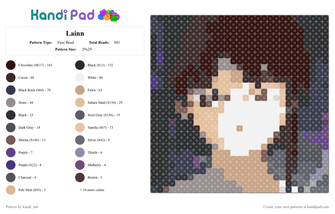 Lainn - Fuse Bead Pattern by starbutton on Kandi Pad - lain,serial experiment lain,anime,light