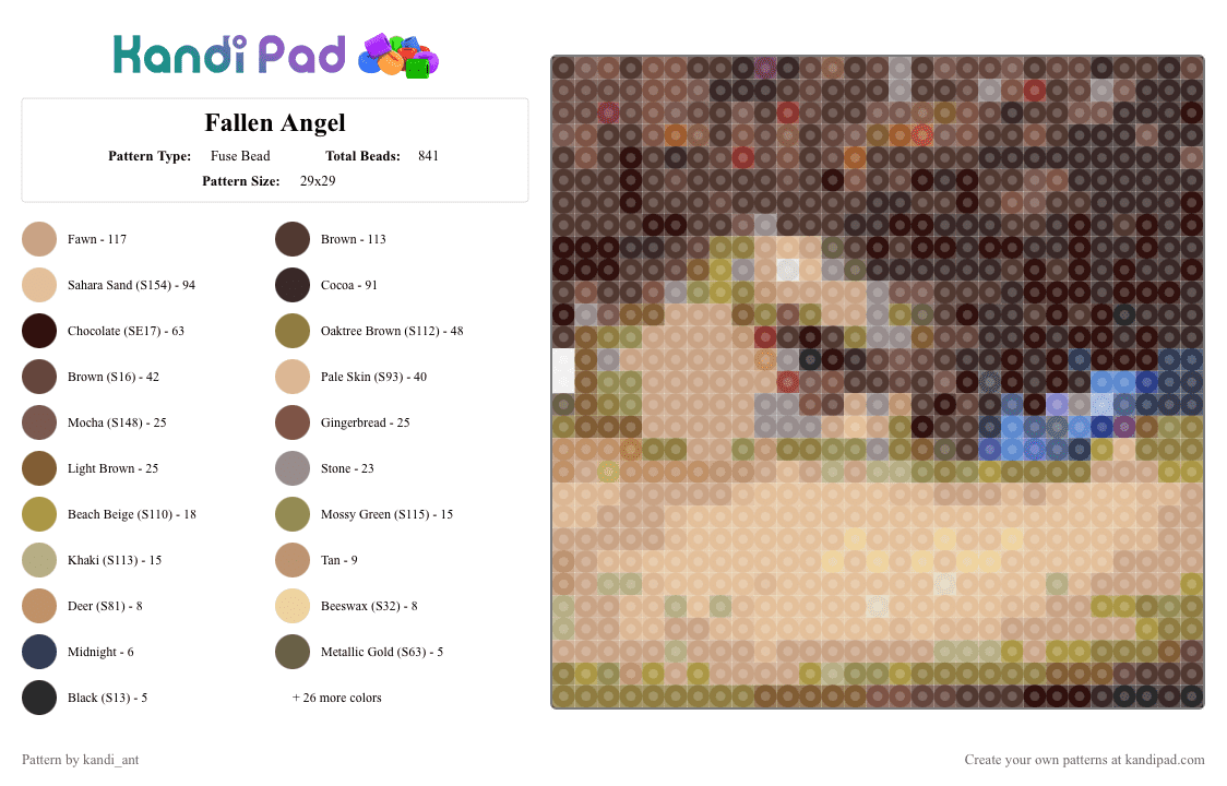 Fallen Angel - Fuse Bead Pattern by starbutton on Kandi Pad - fallen angel,lucifer,angel,fallen,painting