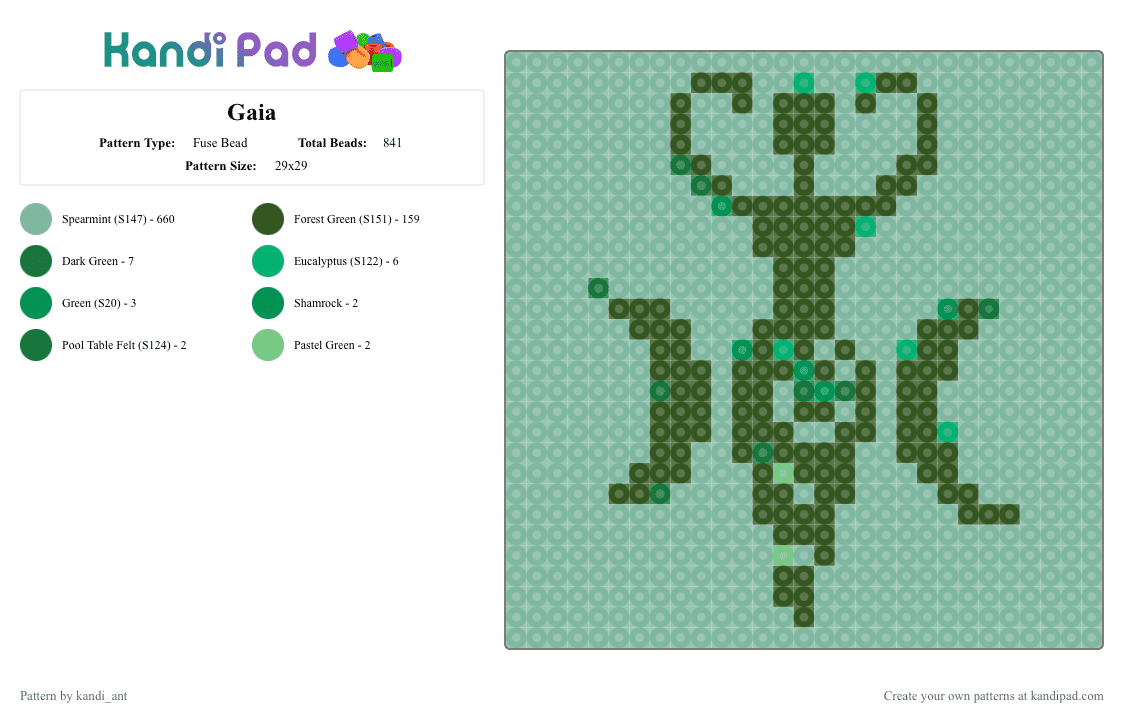 Gaia - Fuse Bead Pattern by starbutton on Kandi Pad - teal,gaia,mother,earth,pagan,pegen,pegan,pagen