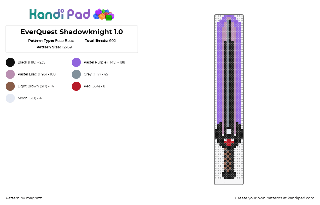 EverQuest Shadowknight 1.0 - Fuse Bead Pattern by magnizz on Kandi Pad - shadowknight,everquest,sword,weapon,video game,lightsaber,purple,black