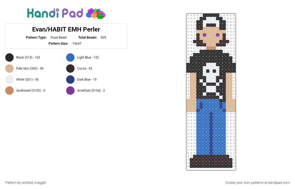 Evan/HABIT EMH Perler - Fuse Bead Pattern by und3ad_magg0t on Kandi Pad - beige,blue,evarymanhybrid,emh,simple